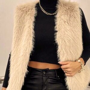 Old Navy Fur faux vest tan vest size XS